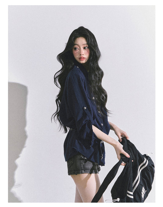 SHAOYEYAN Classic Basic Blouse (with shoulder pads and belt)