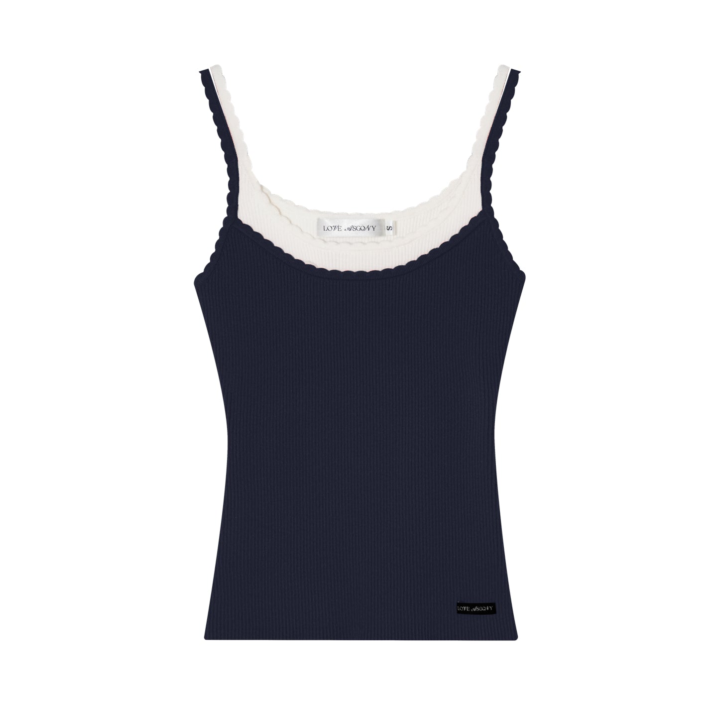 AsGony Designer Fake Two-Layer Wave Edge Camisole