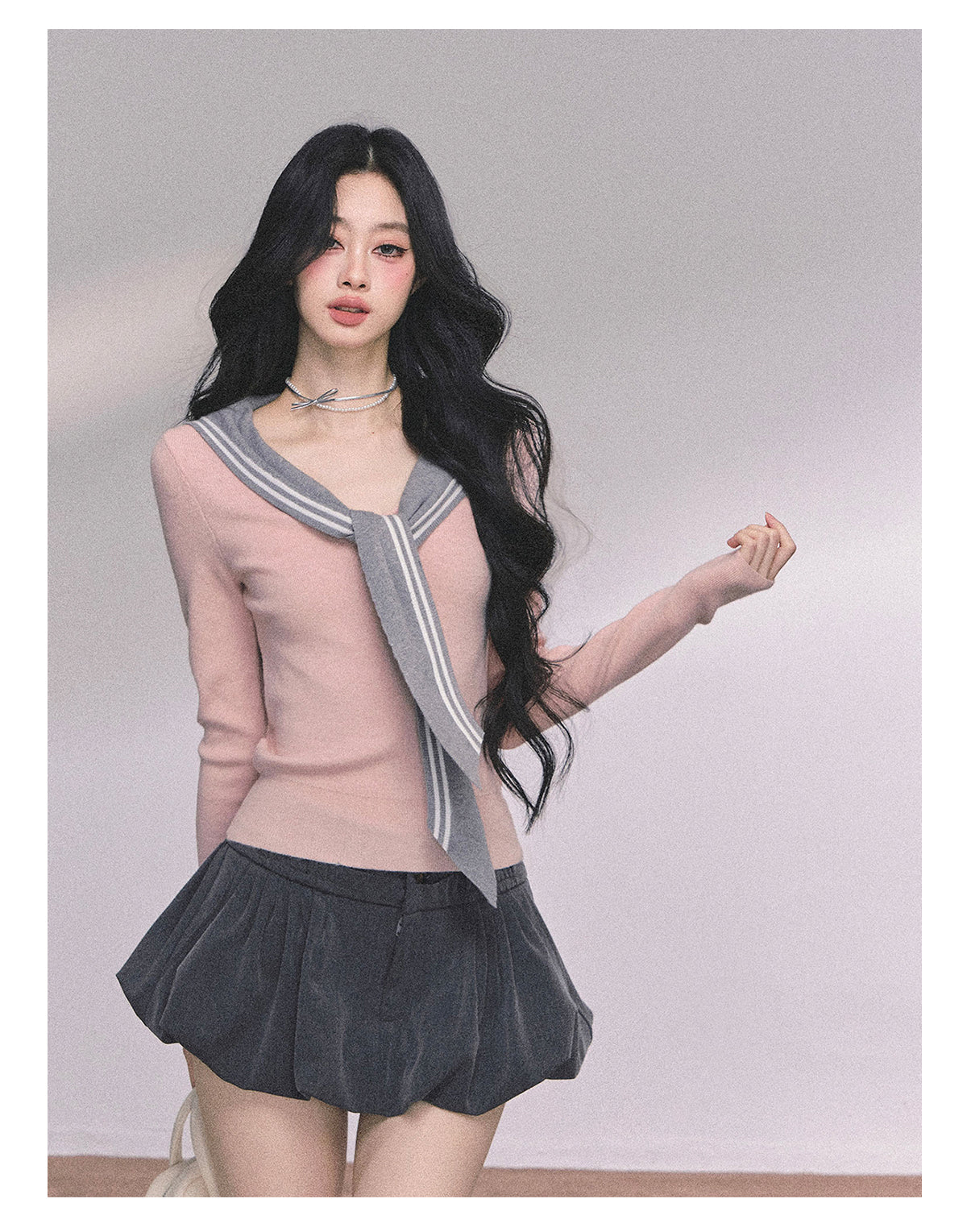 SHAOYEYAN American Long Sleeve Sailor Collar Slimming Tee