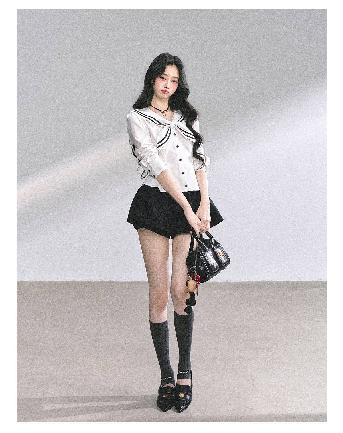 SHAOYEYAN Mary Jane College Navy Blouse