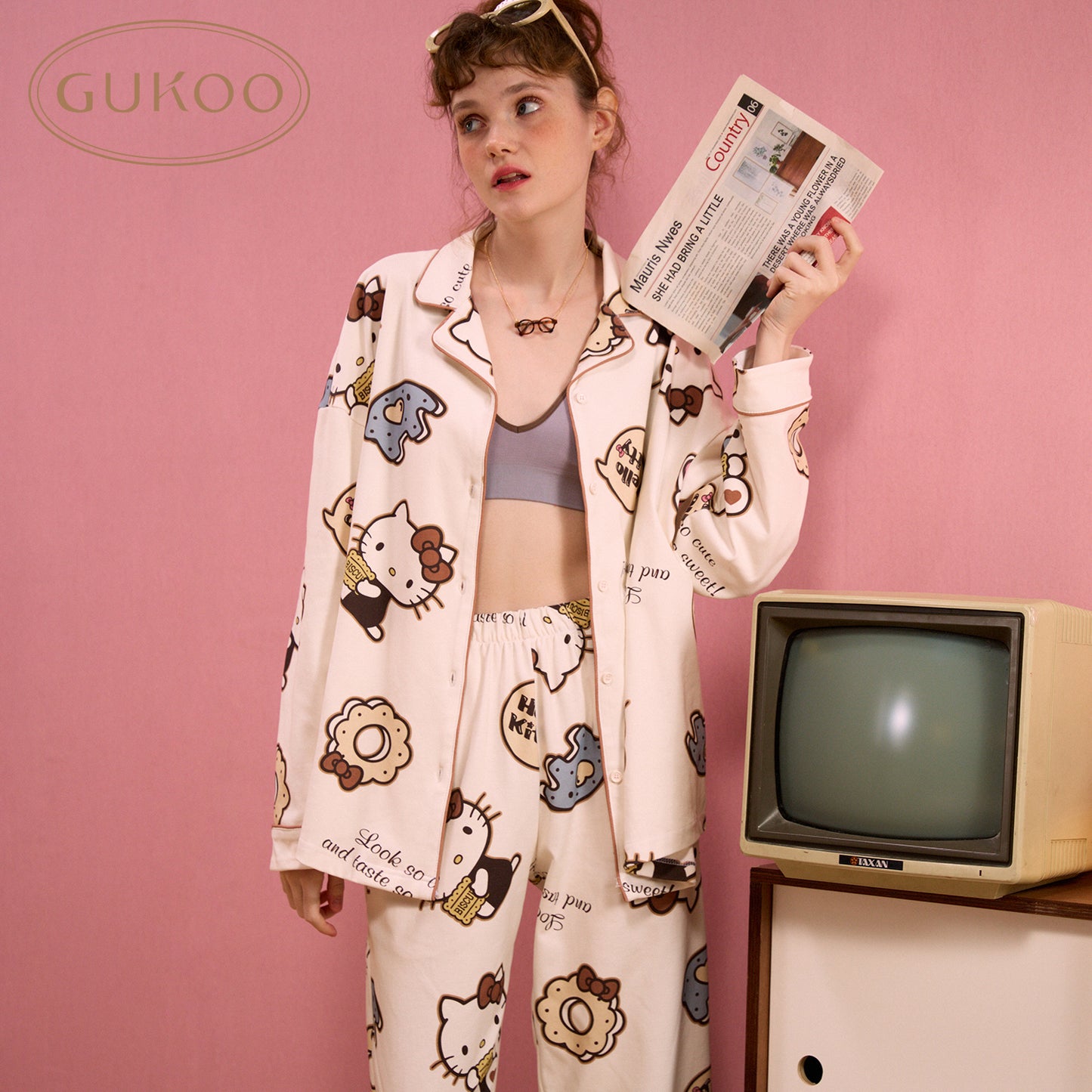 Gukoo x Hello Kitty Full-Print Sleep Set