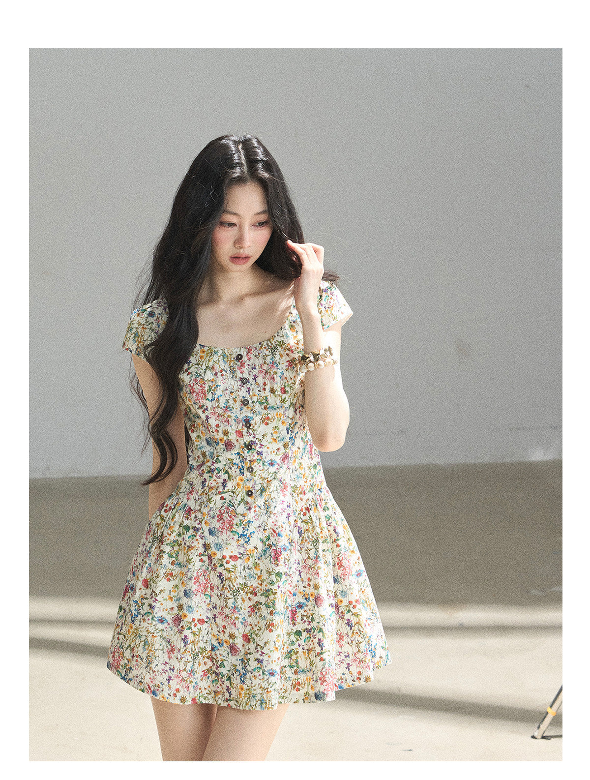 ShaoYeYan Aomalm Blazing Full Bloom French Floral Puff Dress