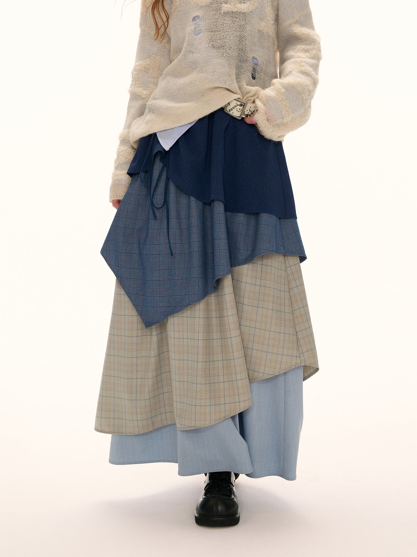 MAMC Plaid Multi-Layer Maxi Skirt