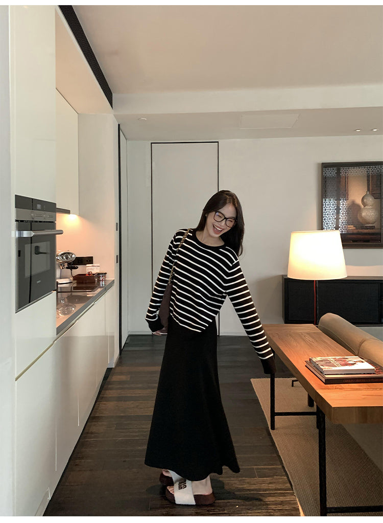 Pusumede Striped Crewneck Sweater