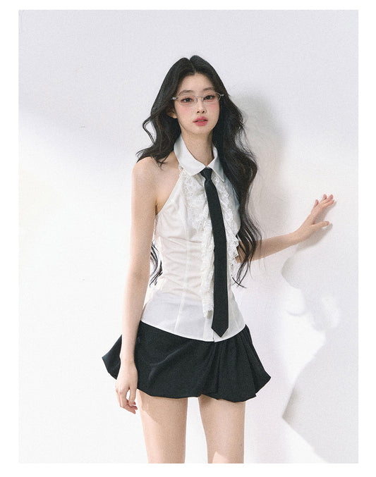 SHAOYEYAN French Lace Blouse (with tie)