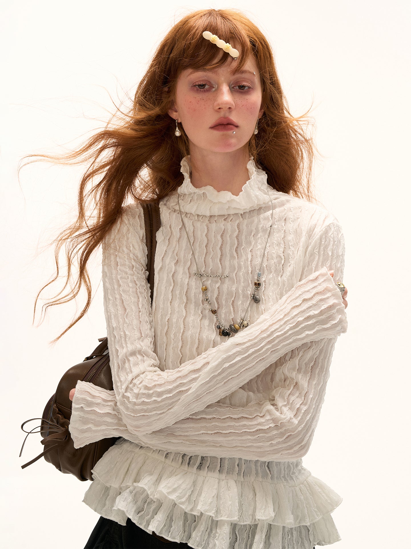MAMC Double-Layer Lace Collar Top