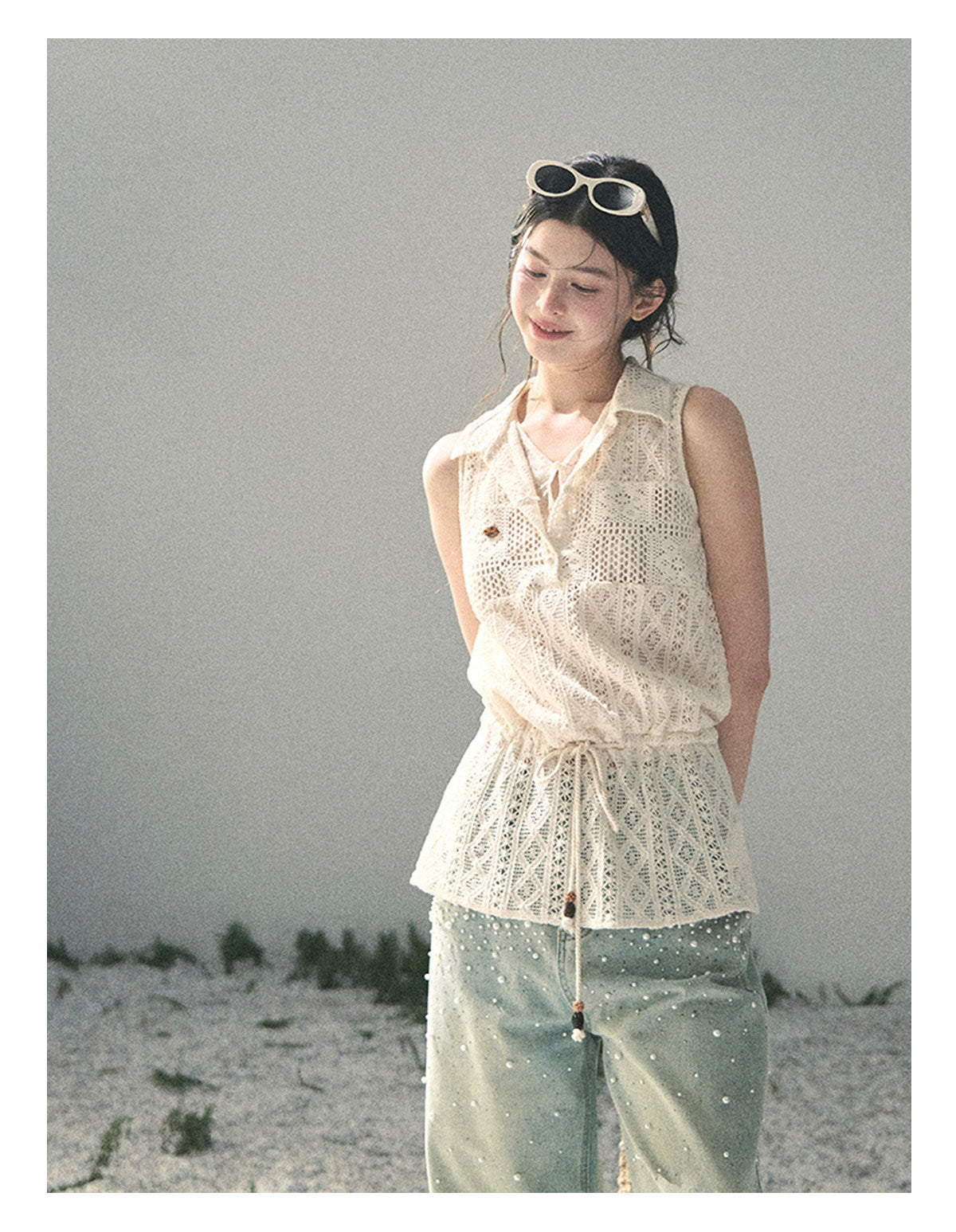 ShaoYeYan Aomalm Summer Wind Kisses Skirt Fake Two-Layer Lace Top