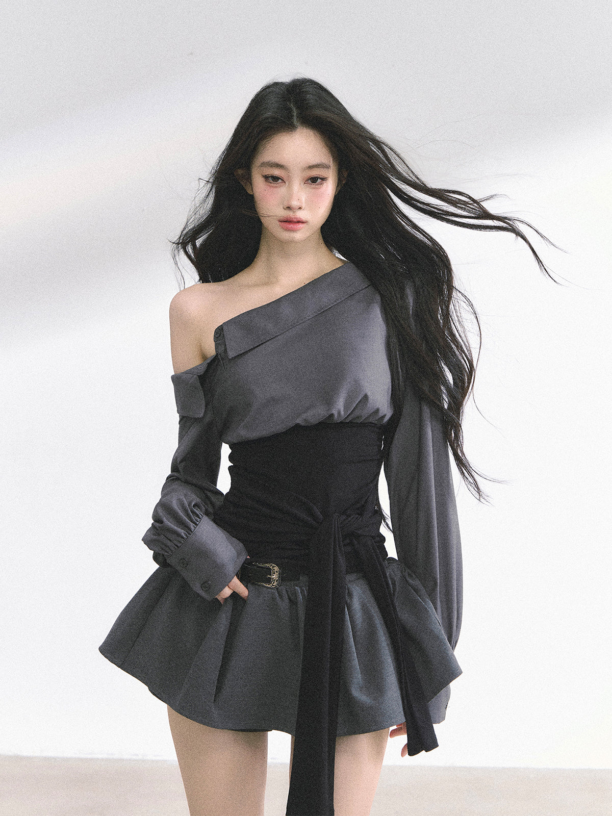 SHAOYEYAN Off-Shoulder Waist Tie Top
