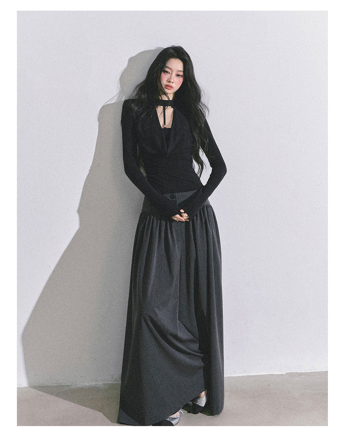 ShaoYeYan Baddie Hot Girl Fake Two-Layer Long Sleeve Top