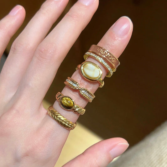VIGVOG Geometric Gemstone Rings