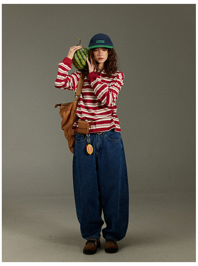 Lulugray Retro Stripe Polo Tee