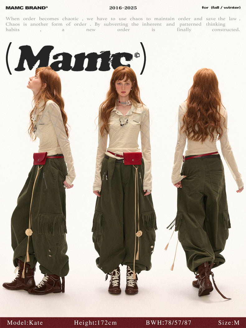 MAMC Sheer Gradient Plaid Top