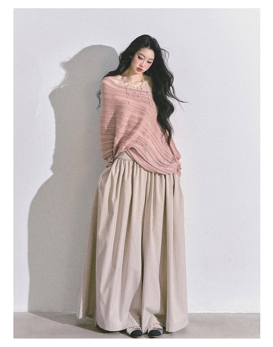 ShaoYeYan Gentle Sister French Style Off-Shoulder Knit Sweater