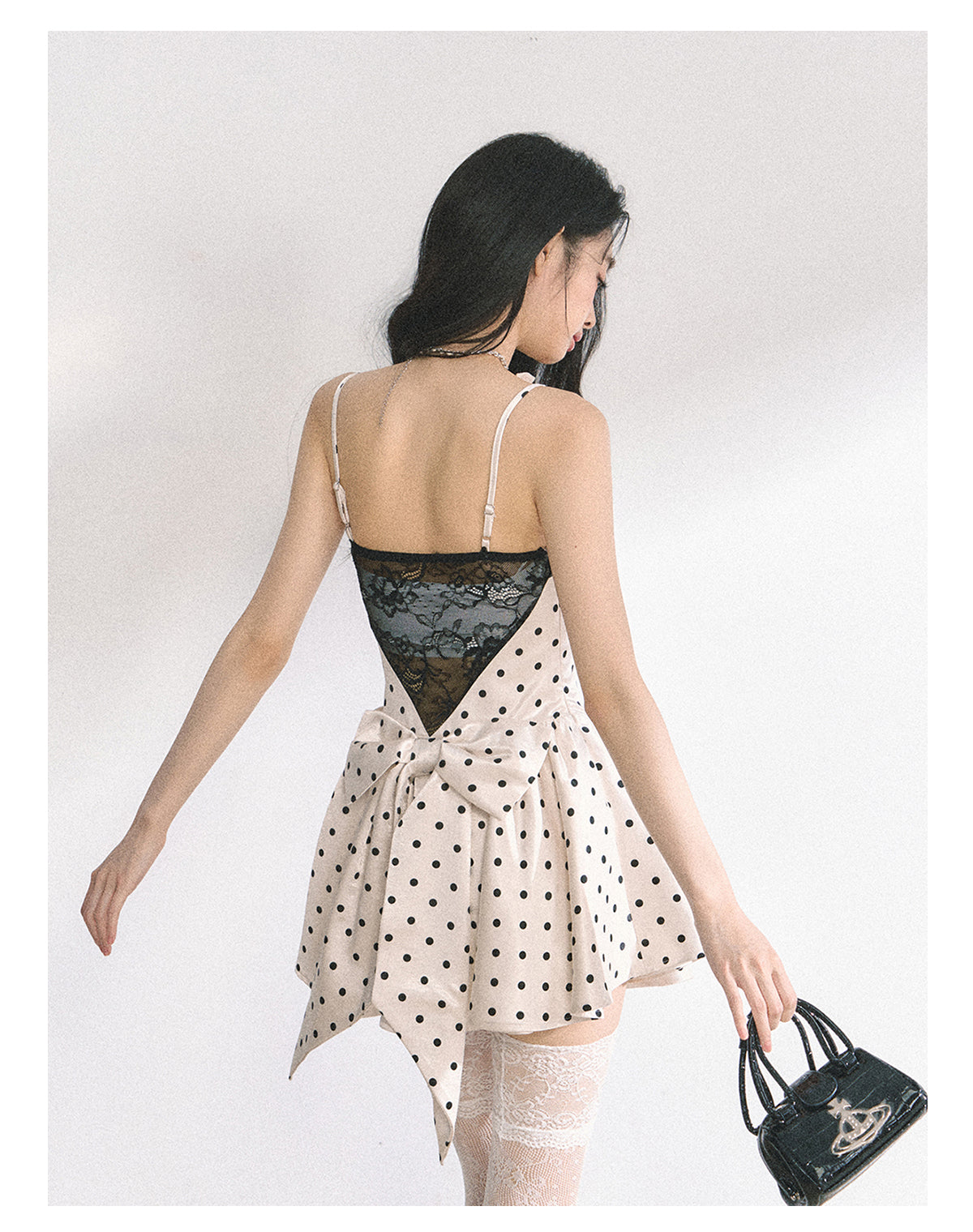 SHAOYEYAN French Lace Polka Dot Sundress