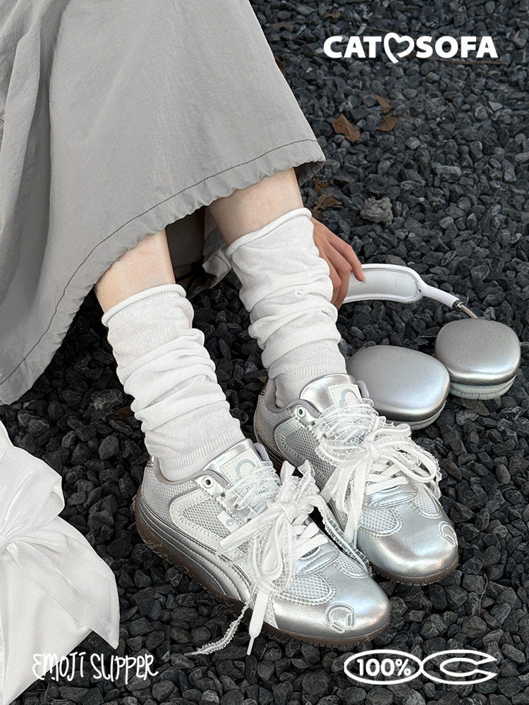 Cat&Sofa Silver Racer Retro Sneakers