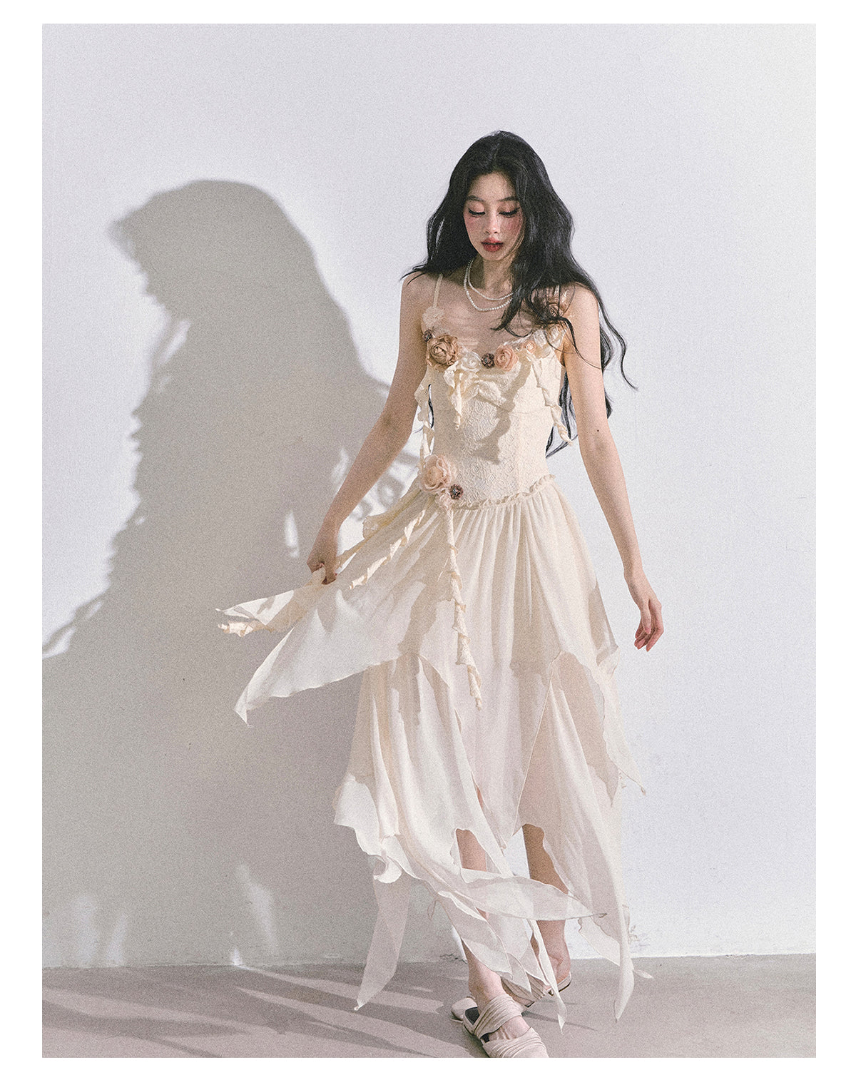 SHAOYEYAN Tuileries Garden French Floral Strappy Dress