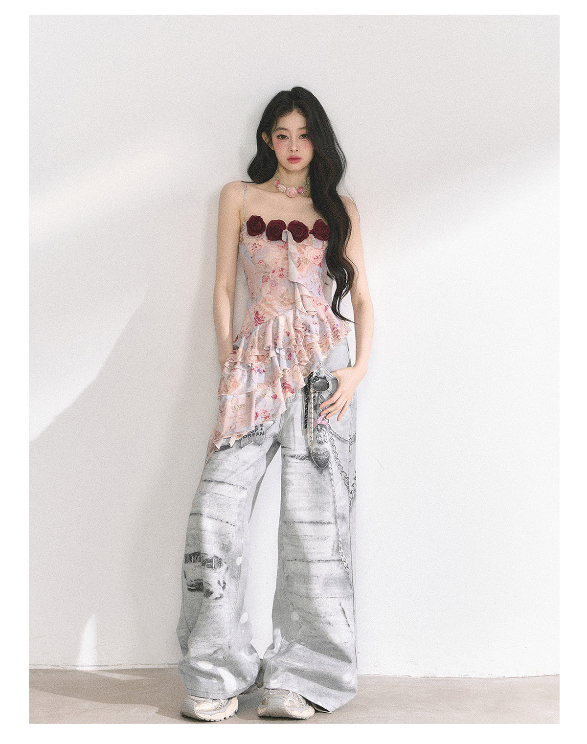 SHAOYEYAN Floral Ruffle Off-Shoulder Top