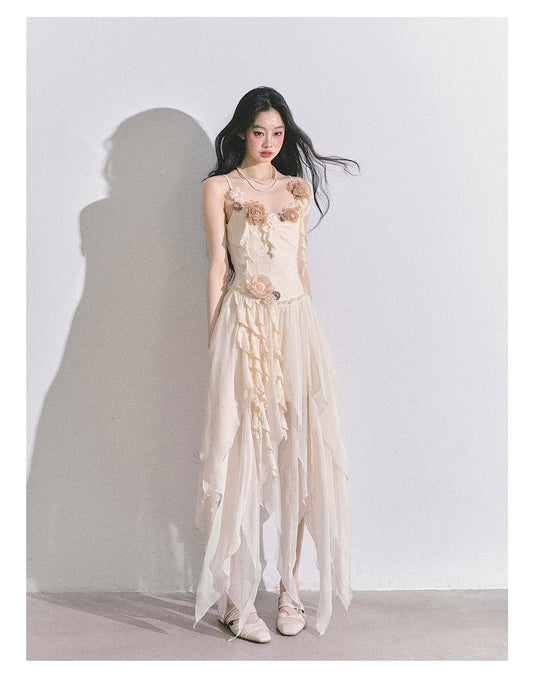 SHAOYEYAN Tuileries Garden French Floral Strappy Dress