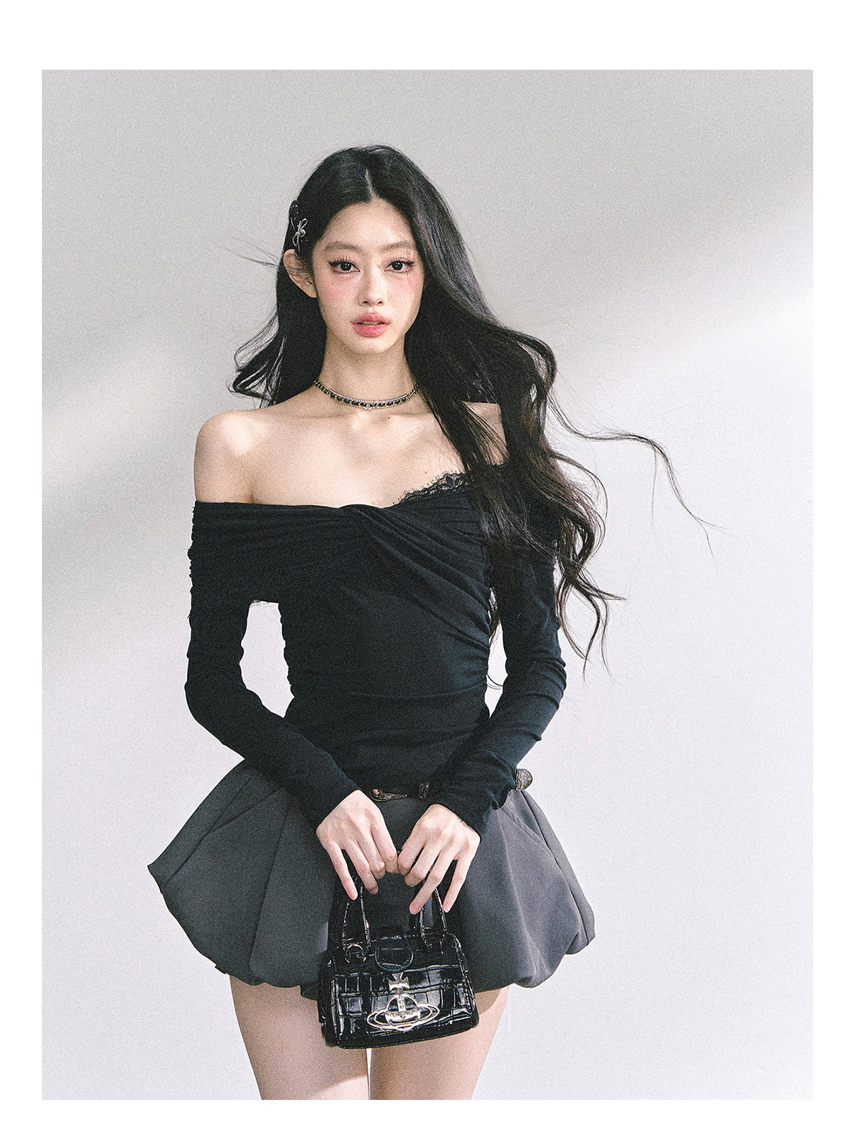 SHAOYEYAN Pure Desire Off-Shoulder Lace Tee
