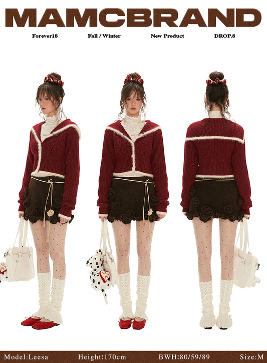 MAMC Navy Collar Knit Cardigan