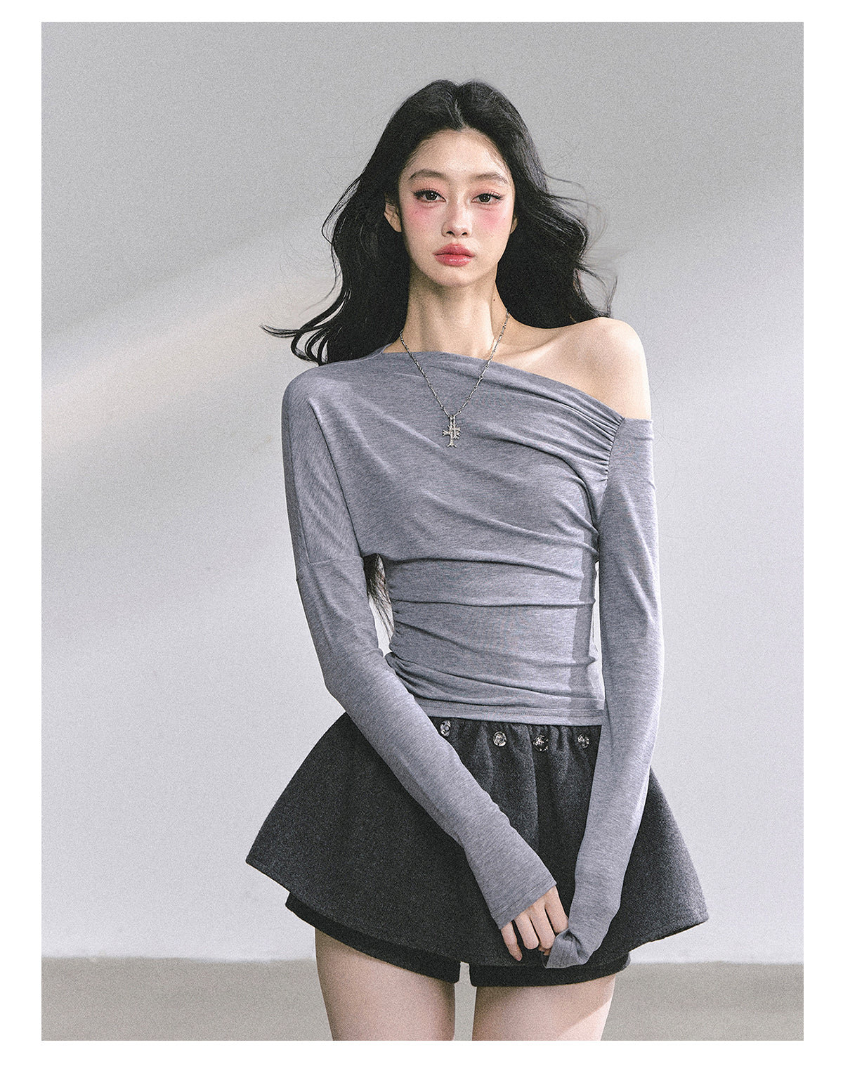 SHAOYEYAN Korean Mature Style Off-Shoulder Tee