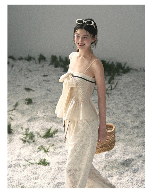 ShaoYeYan Aomalm Gentle Wind Smooths Wrinkles Off-Shoulder French Cami