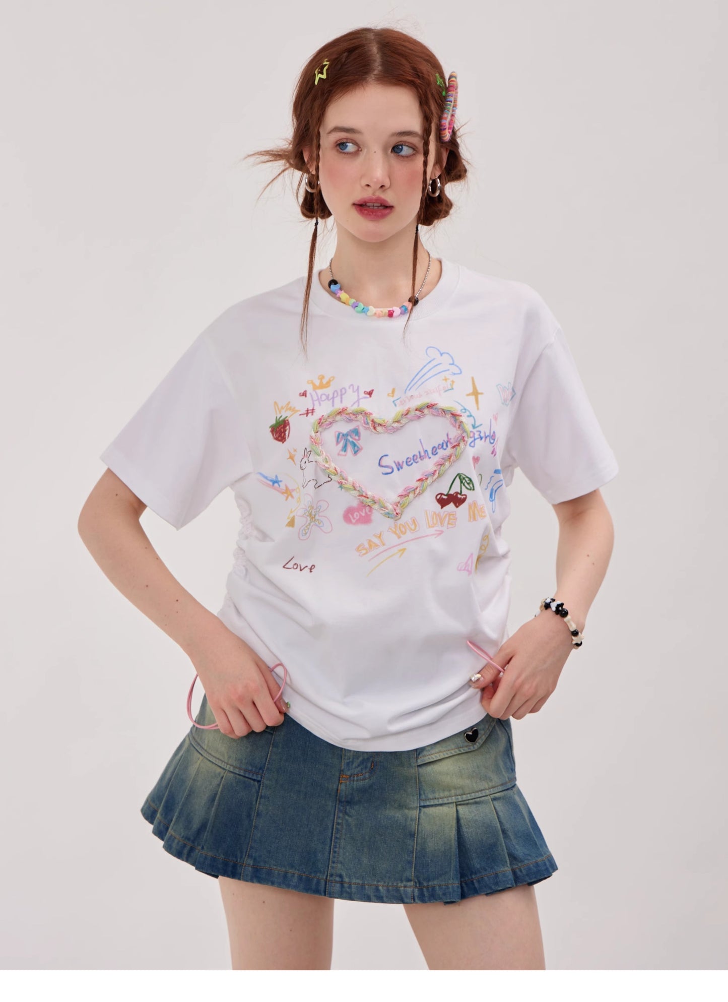 ziziFei Retro Love Print Oversized Tee
