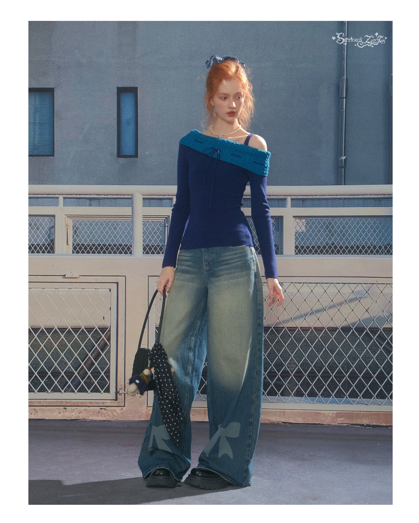 ZiziFei Bow-Print Denim Pants