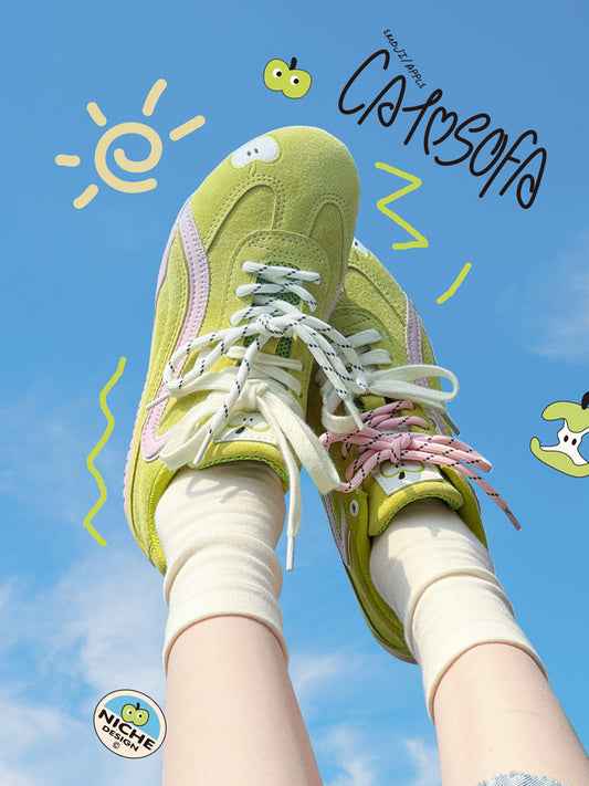 Cat&Sofa Emoji-Lab Green Apple Racing Sneakers