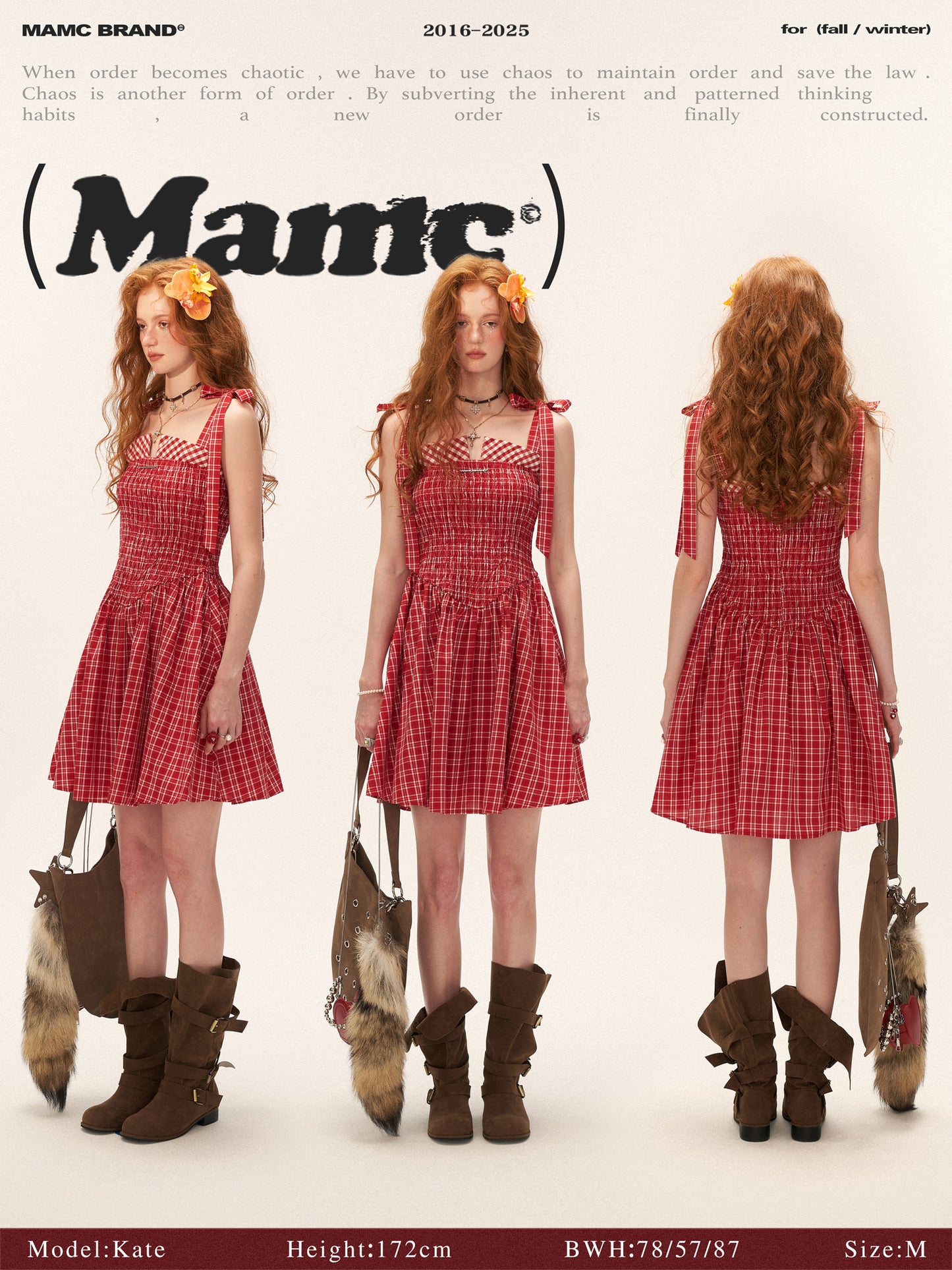 MAMC Striped Smocked Bow Strap Dress