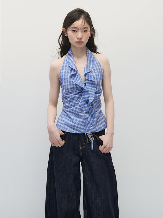 ANNATTO Blue Gingham Halter Top & Jeans