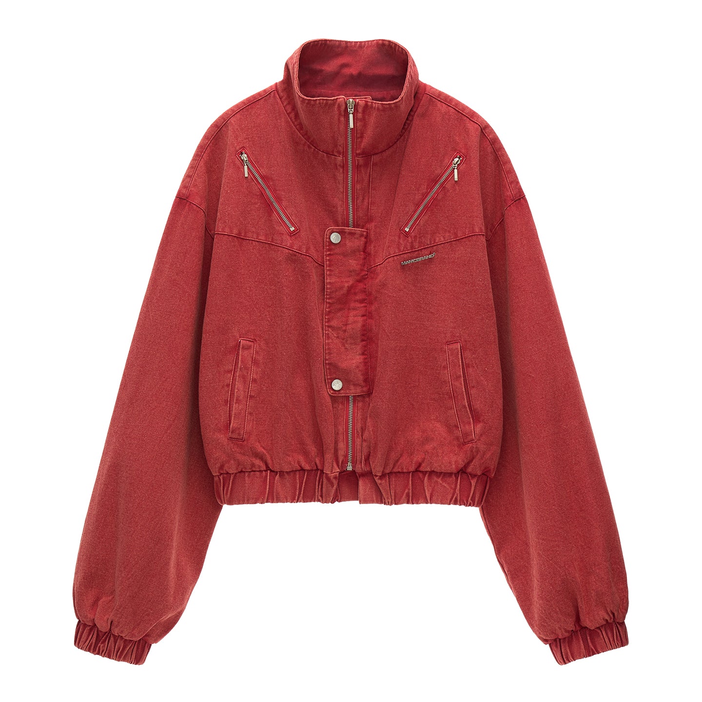 MAMC Contrast Stand Collar Short Work Jacket