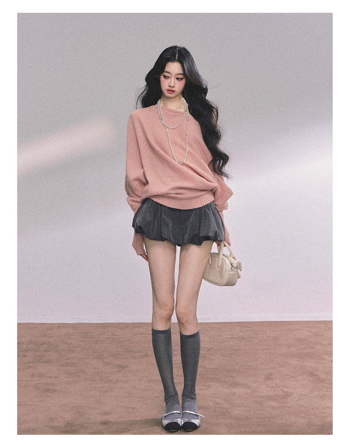 ShaoYeYan Minimalist Chic Off-Shoulder Loose Fit Sweater