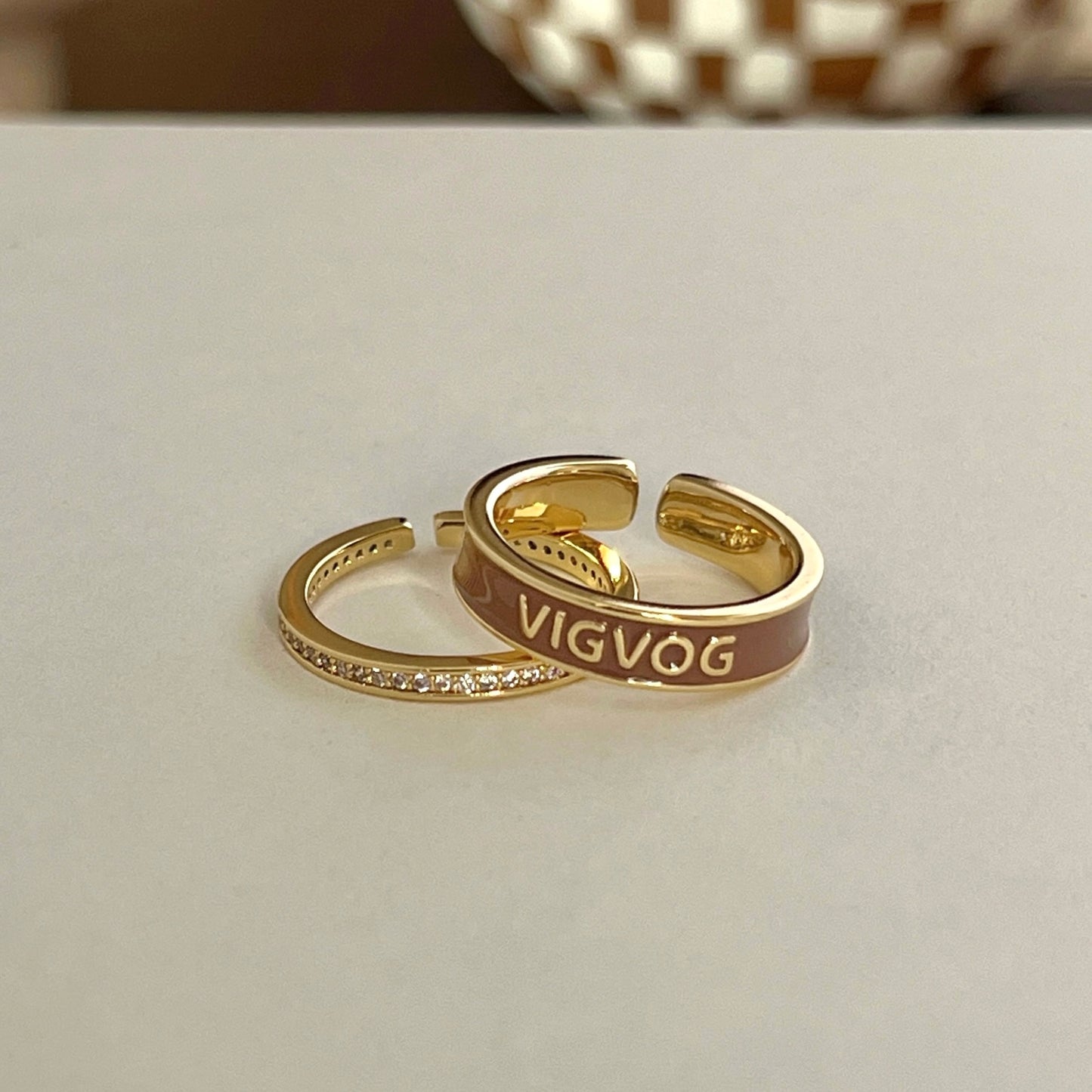 VIGVOG Geometric Gemstone Rings