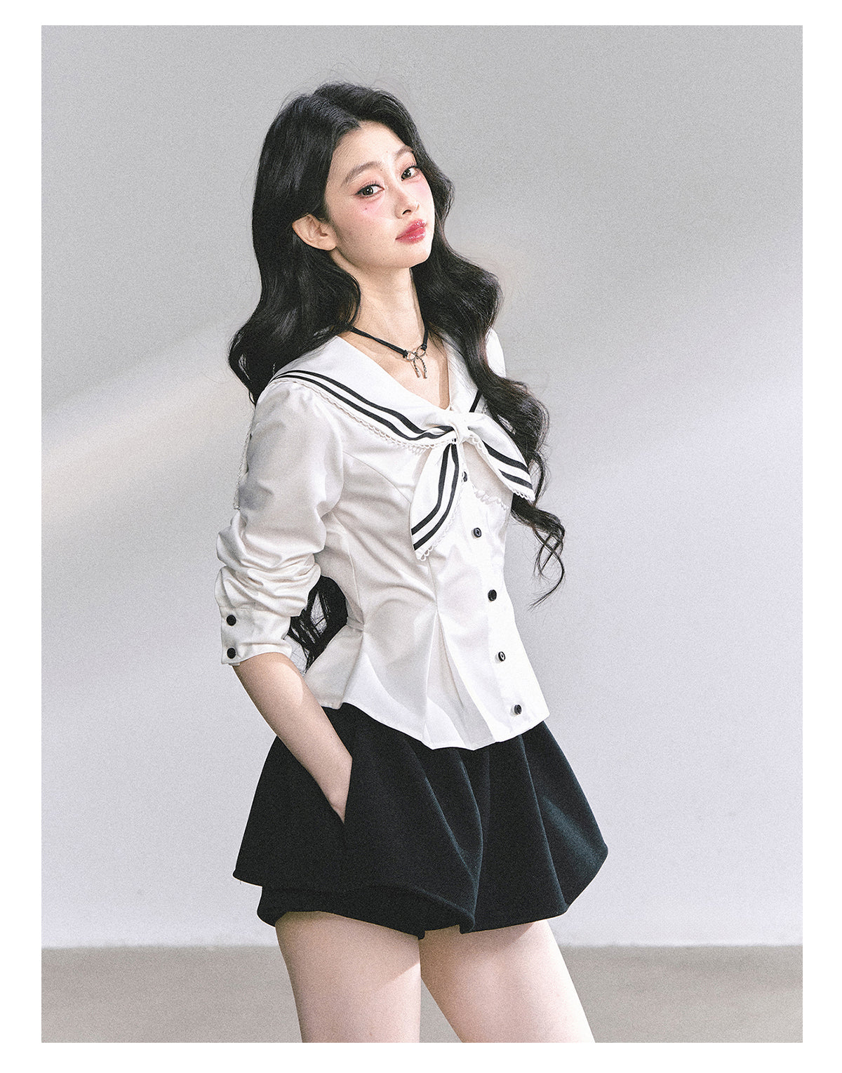 SHAOYEYAN Mary Jane College Navy Blouse
