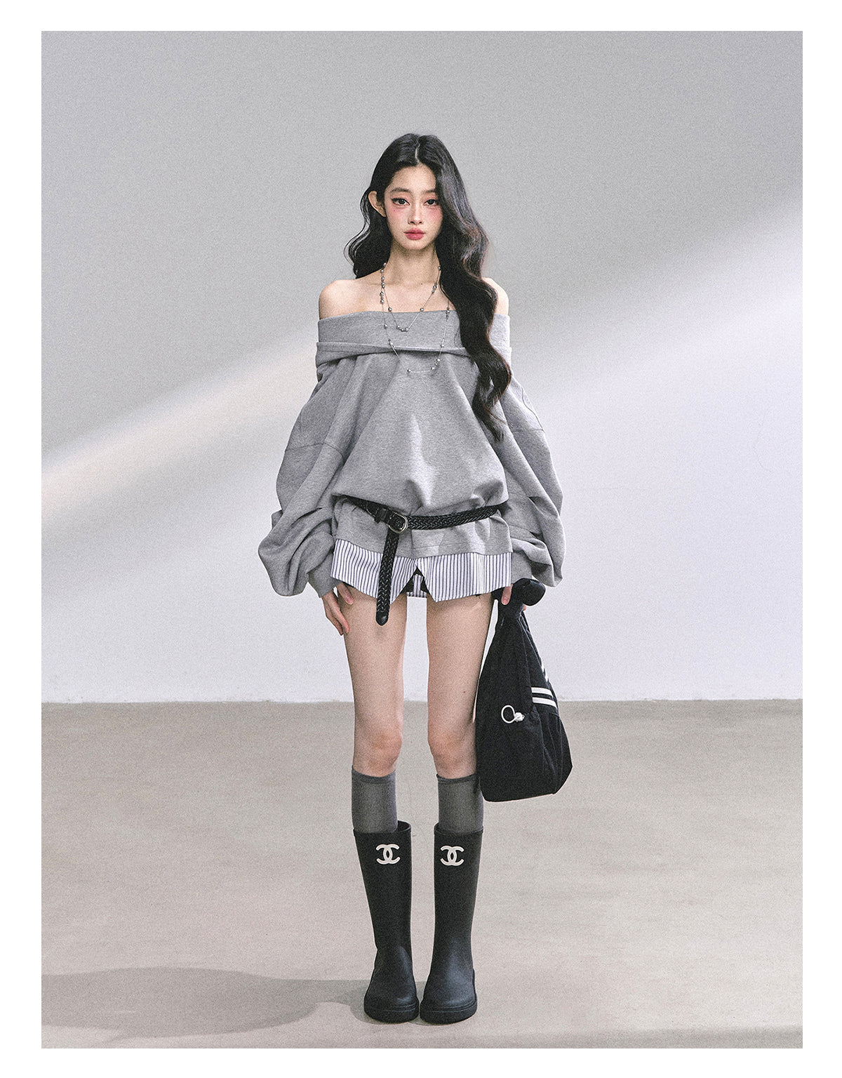 SHAOYEYAN Fake Two-Piece Oversized Hoodie (with belt)