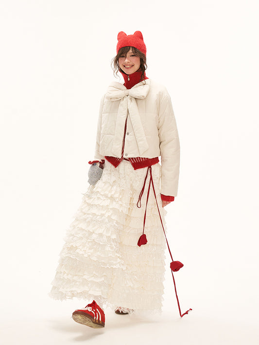 MAMC Tiered Lace Maxi Skirt