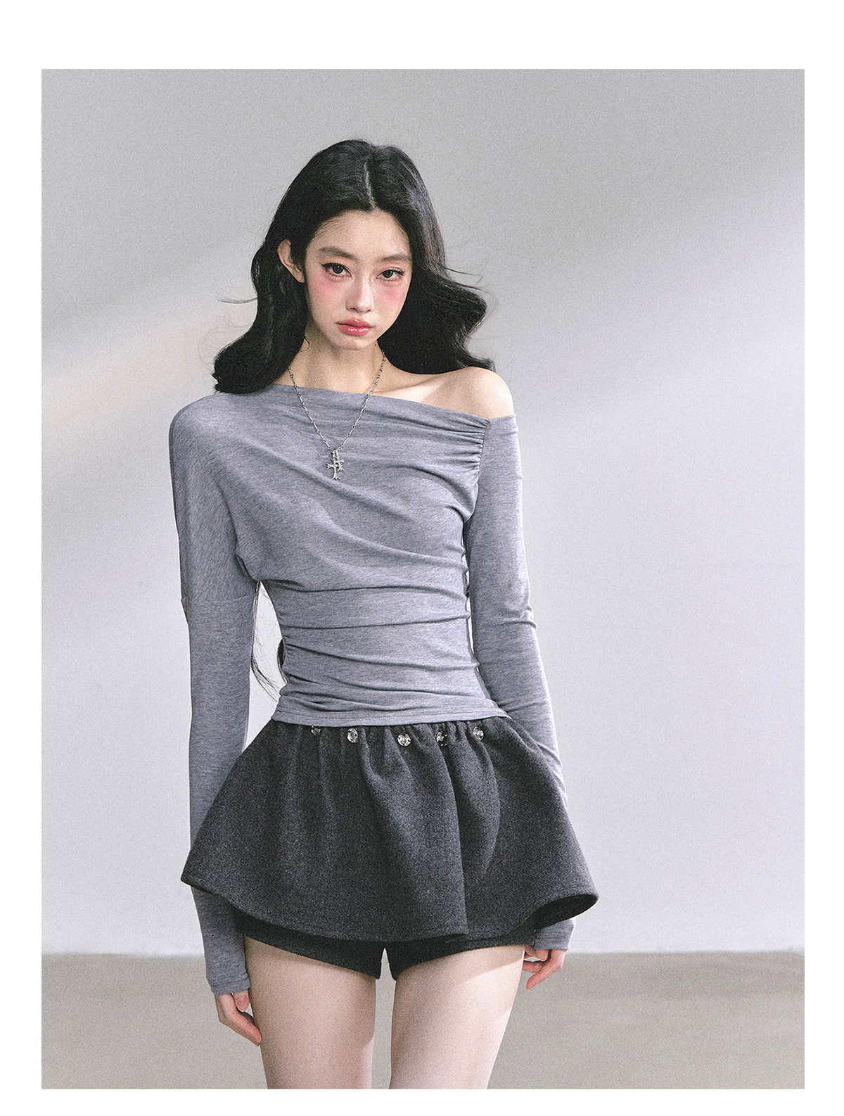 SHAOYEYAN Korean Mature Style Off-Shoulder Tee