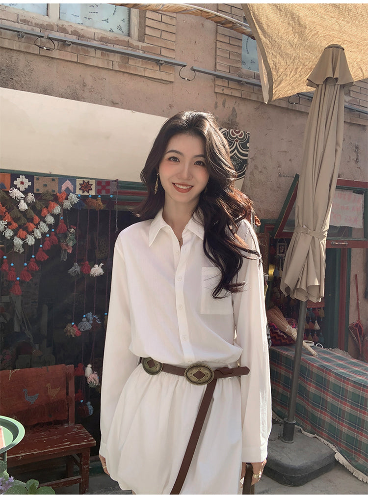 MULVAN "Camellia White" Shirt Dress