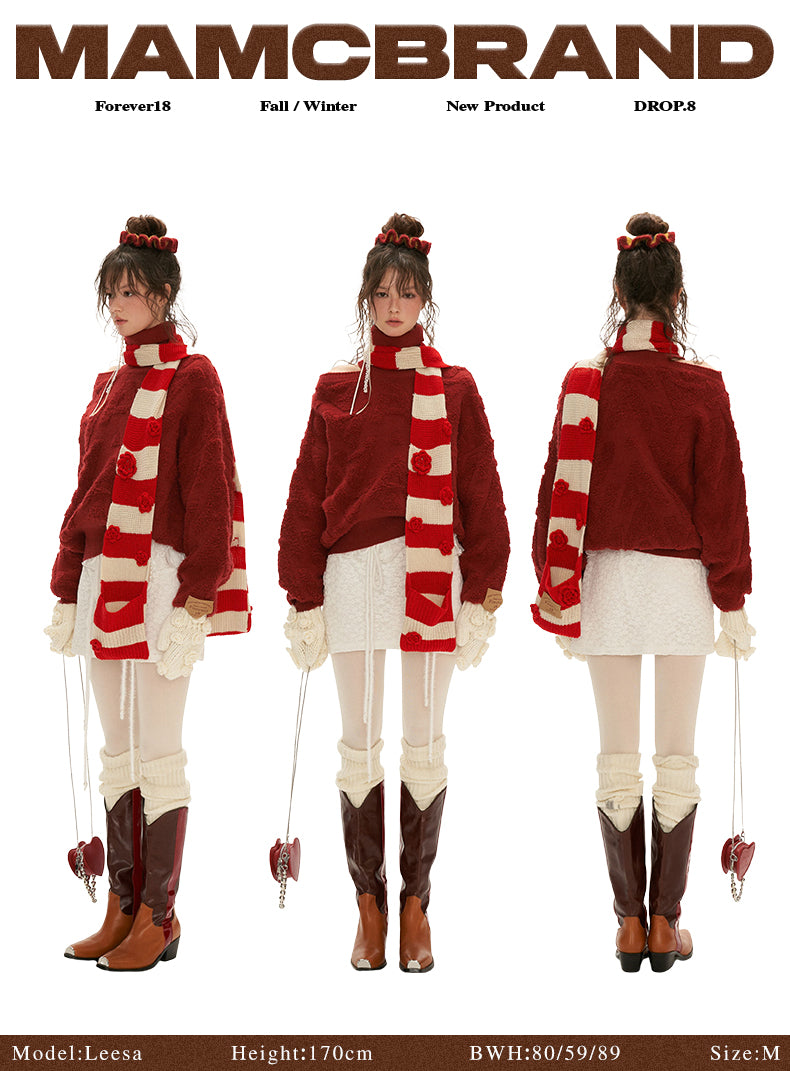 MAMC Off-Shoulder Embroidered Sweater