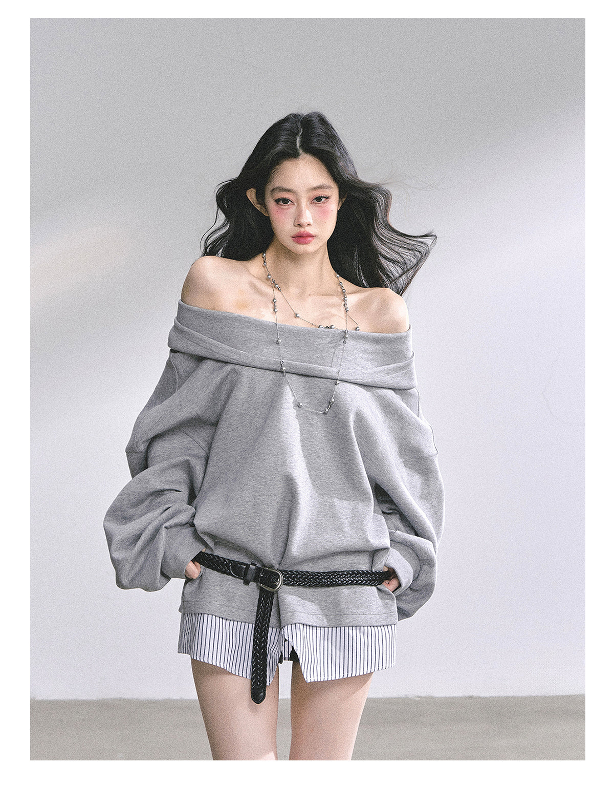 SHAOYEYAN Fake Two-Piece Oversized Hoodie (with belt)