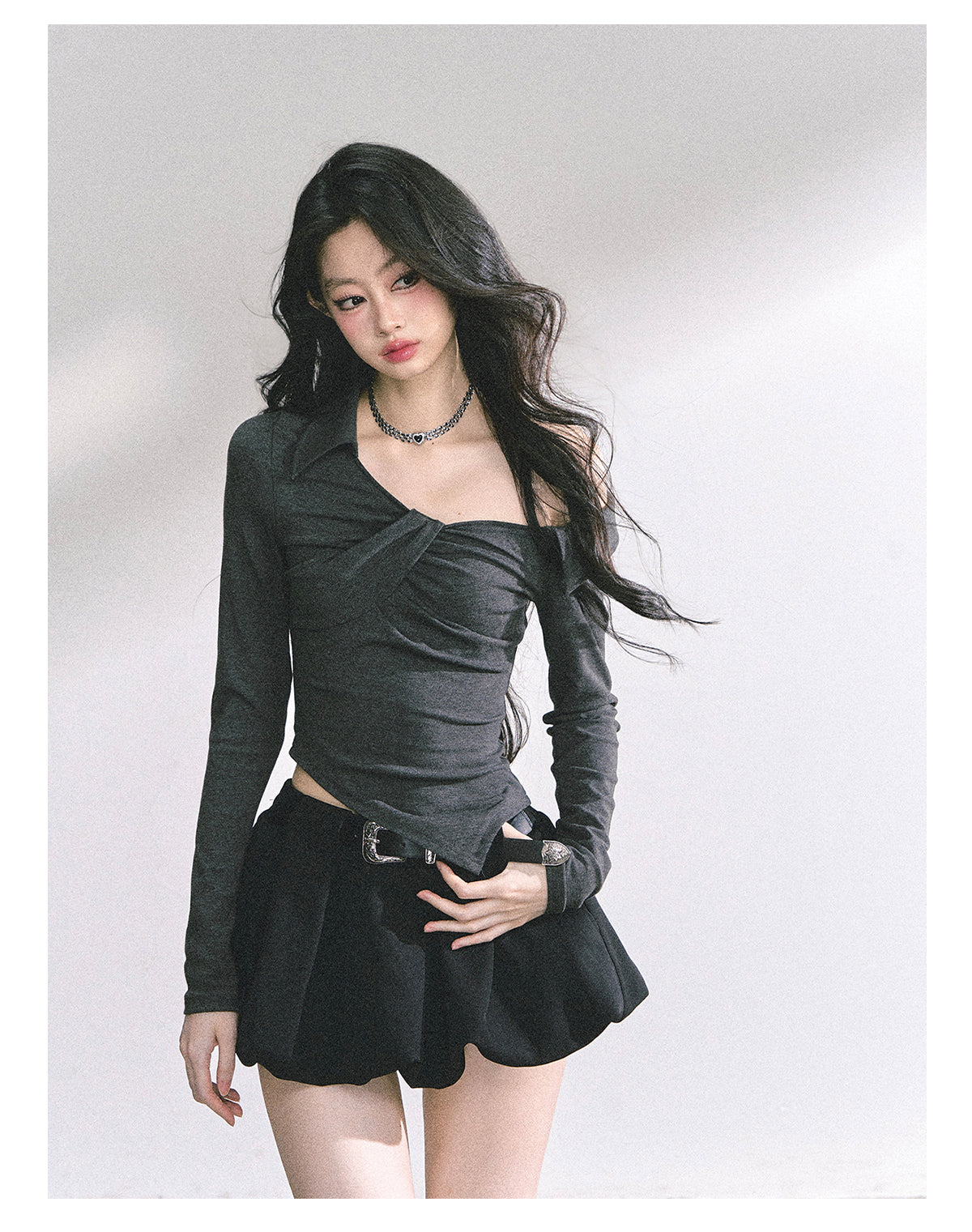 SHAOYEYAN Korean Style Asymmetric Off-Shoulder Top