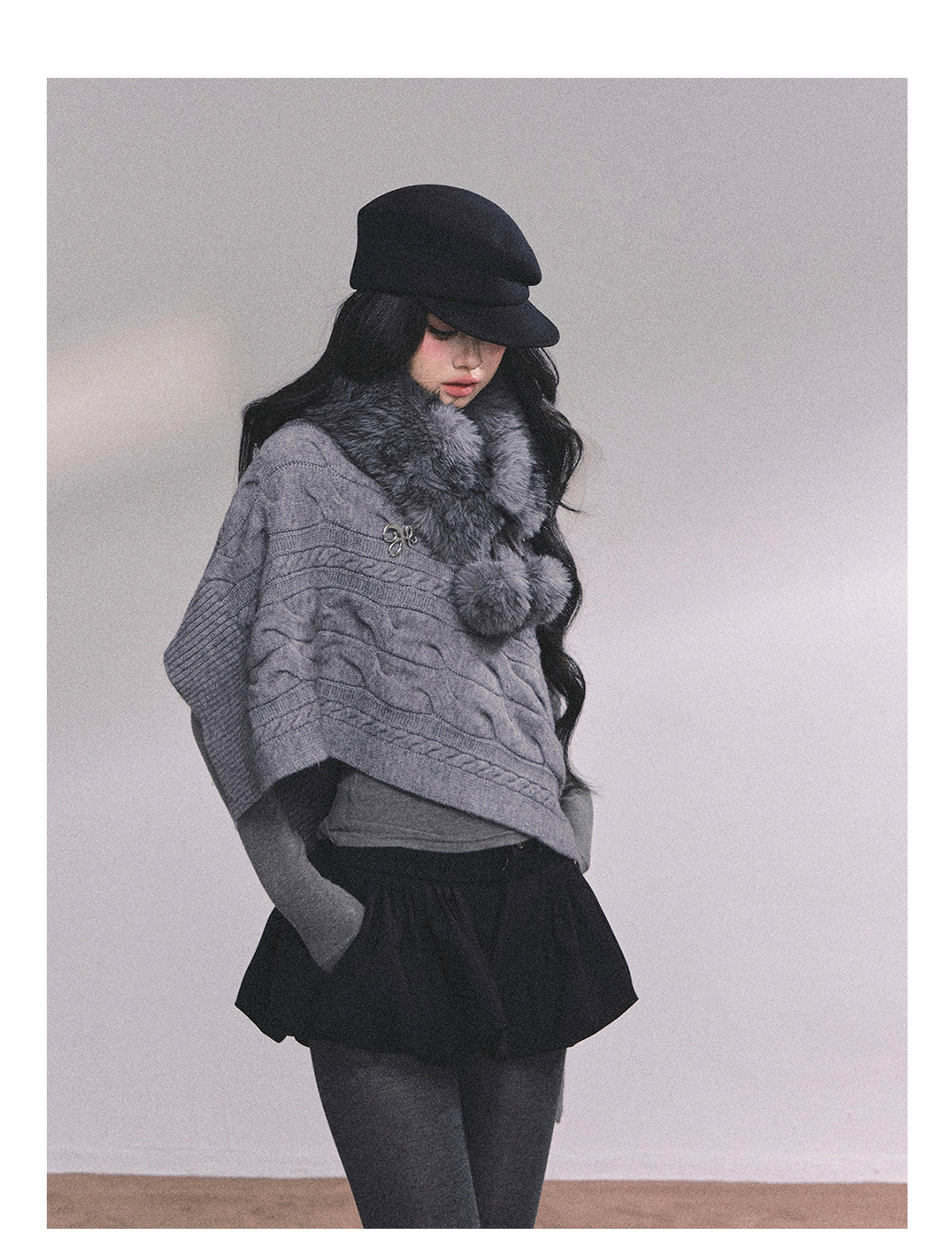 ShaoYeYan British Muse Loose Fit Knit Cape Sweater