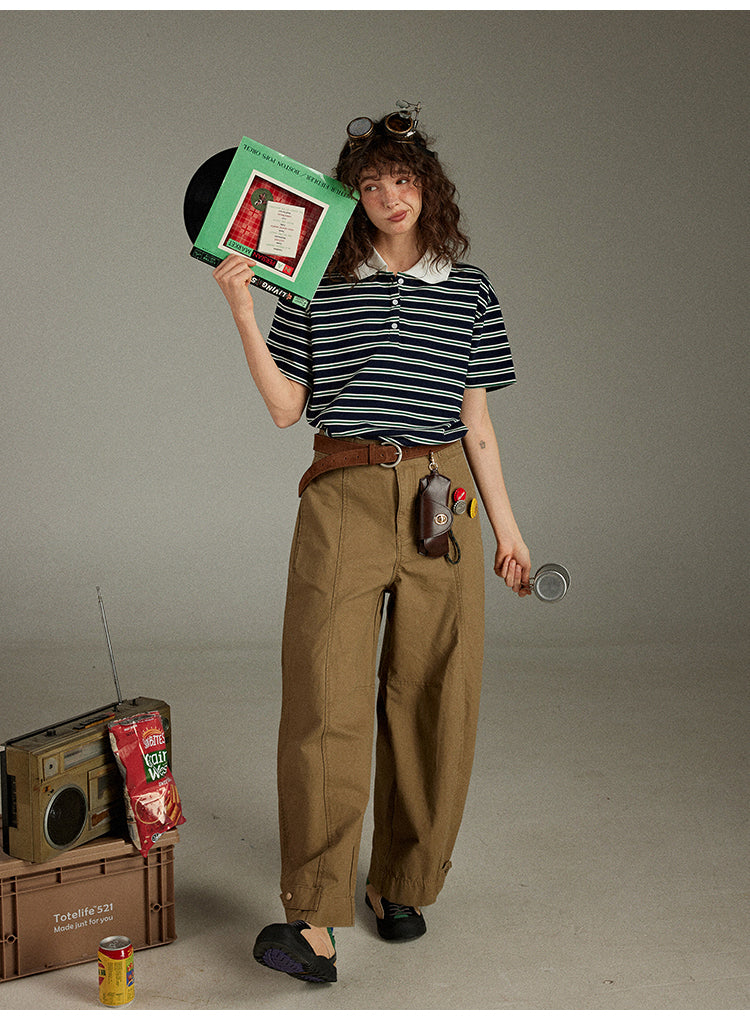 Lulugray Retro Stripe Polo Tee