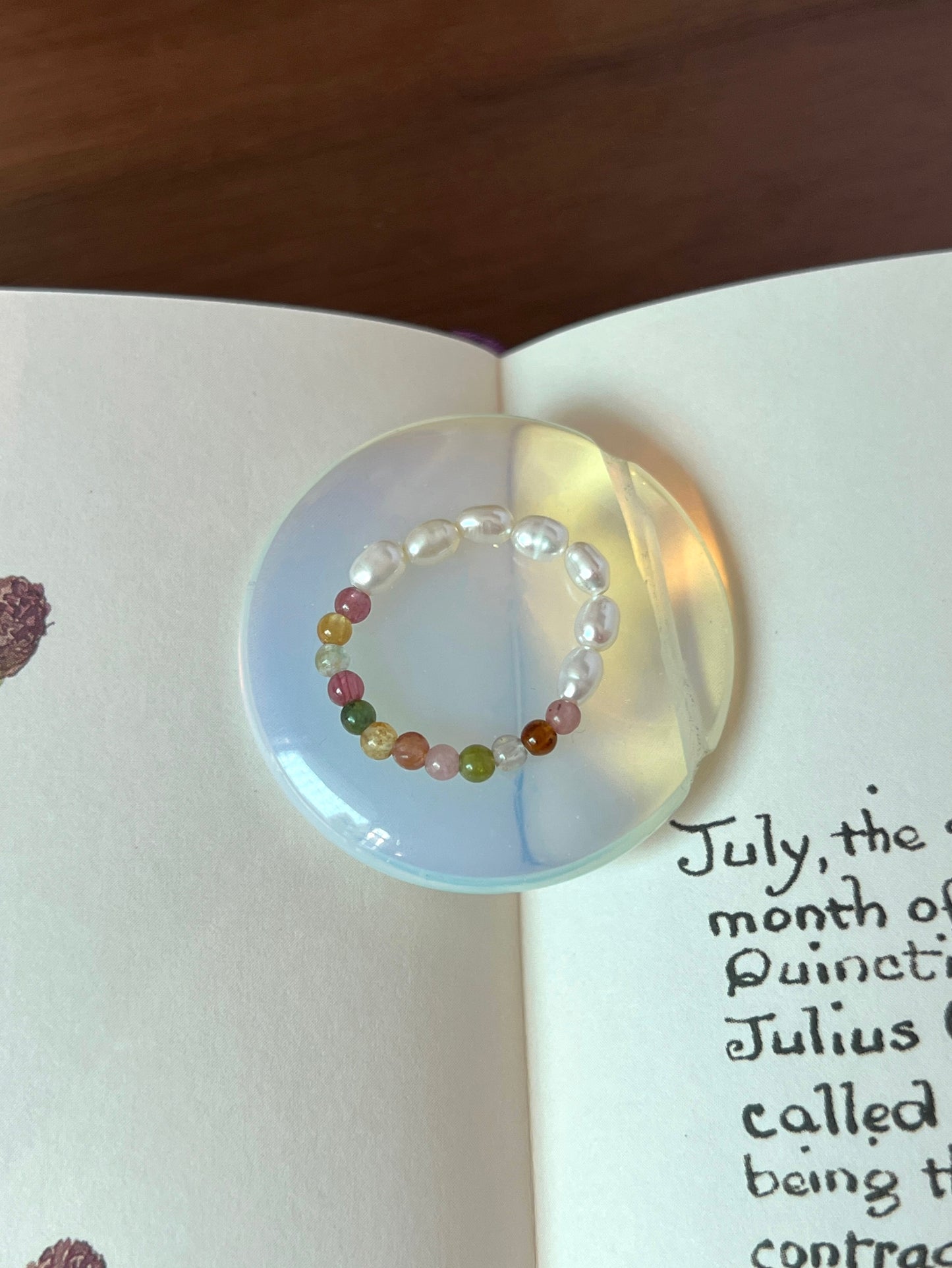 VIGVOG Tourmaline & Pearl Statement Ring