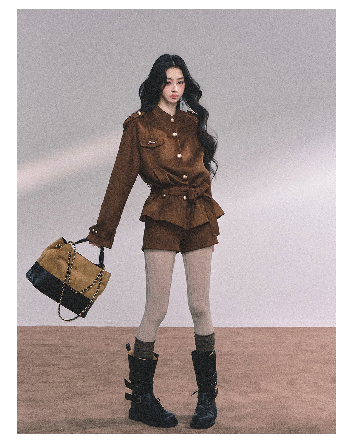 ShaoYeYan Delpan Winter French British Style Suede Set