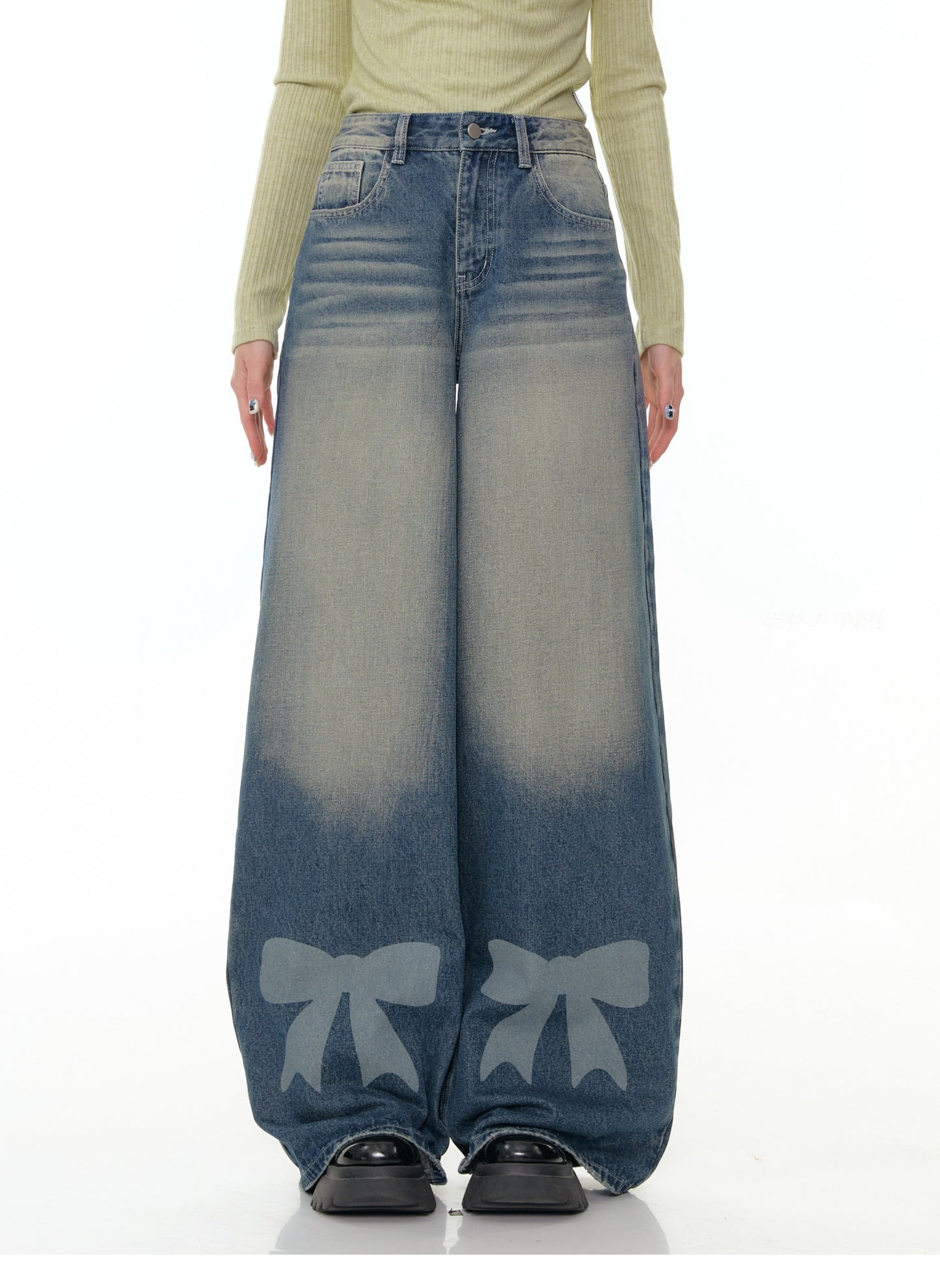 ZiziFei Bow-Print Denim Pants