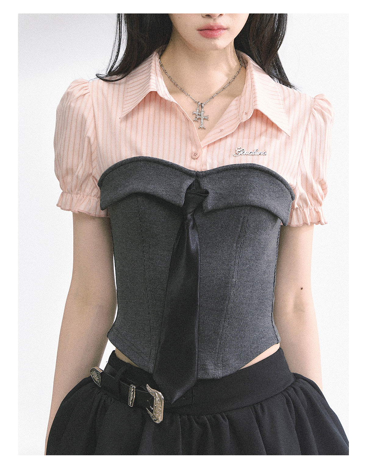 SHAOYEYAN American Style Striped Crop Tee