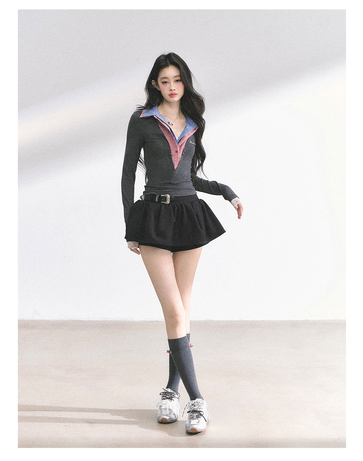 SHAOYEYAN American Style Mock Two-Layer Long Sleeve