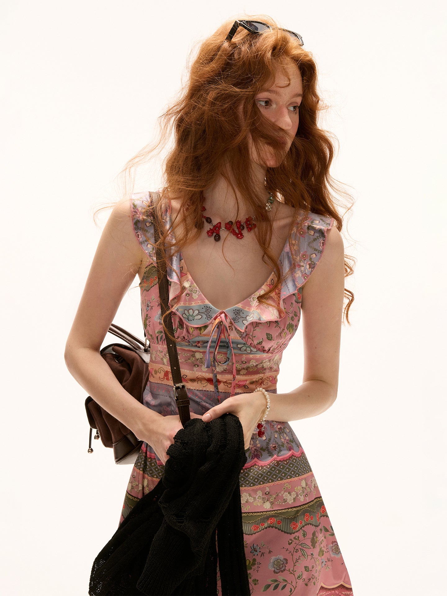 MAMC Floral Print V-Neck Dress